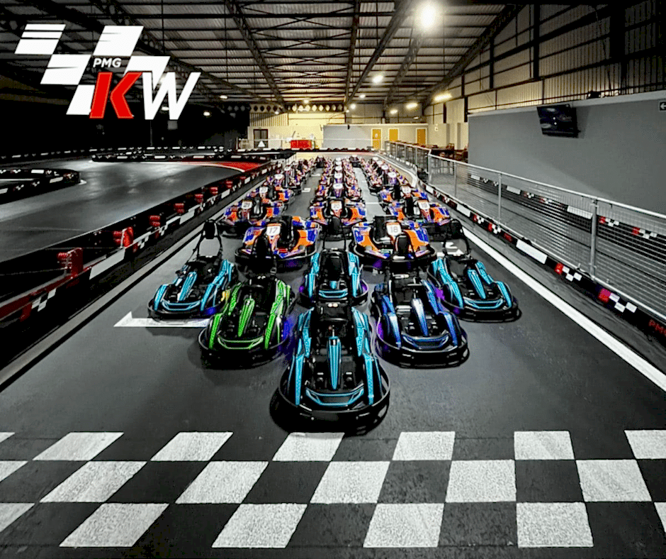 Cowabunga Karts Lined up On A Go Karting Track